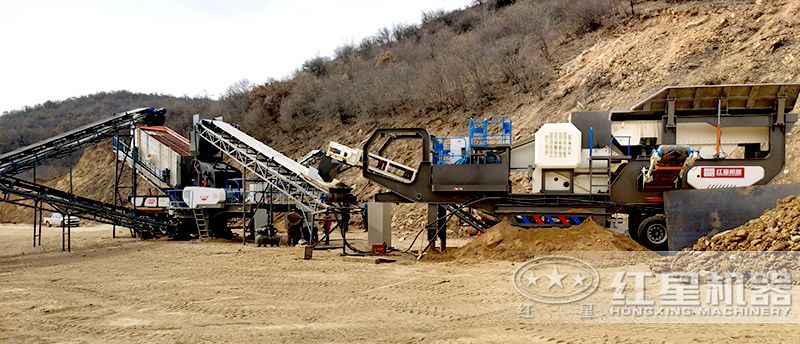 移動式機制砂生產線(兩臺移動破聯合配置) 移動式機制砂生產線(兩臺移動破聯合配置)