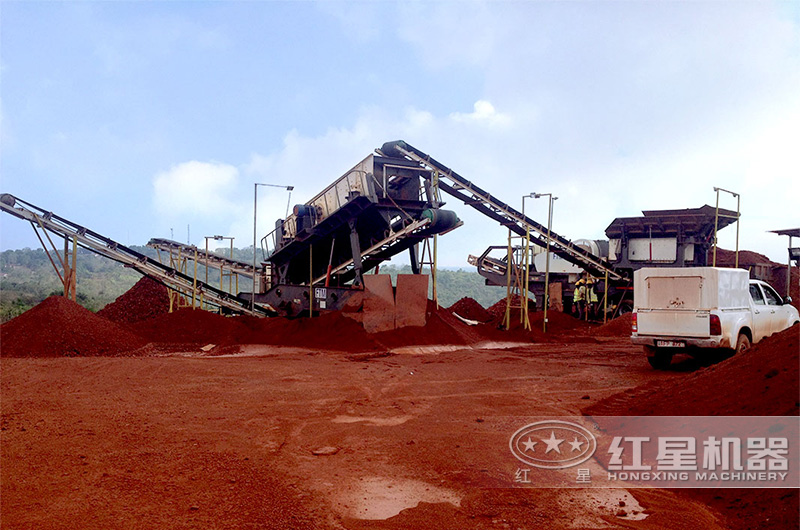 輪胎移動(dòng)圓錐破處理磚粉垃圾現(xiàn)場