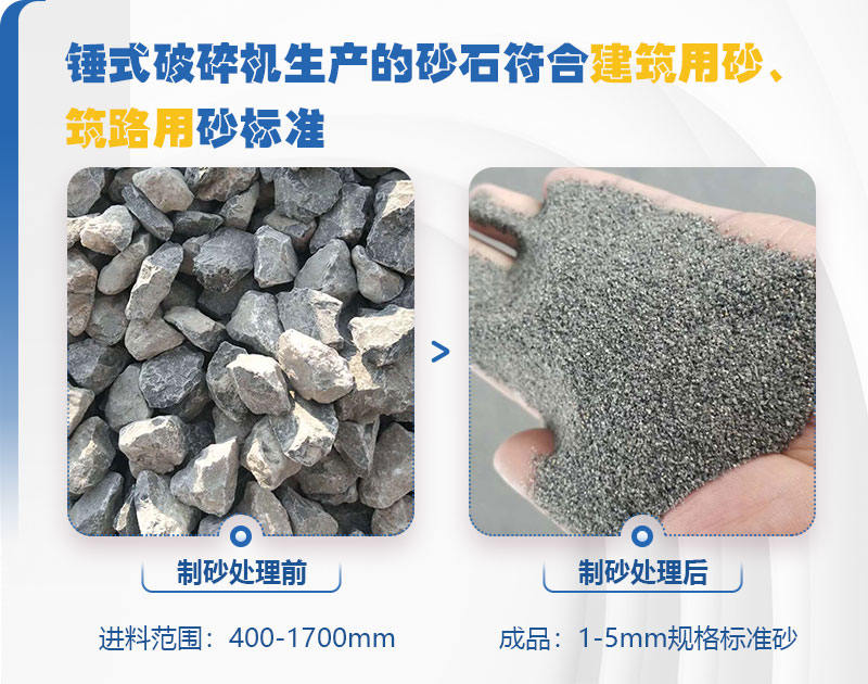 錘式破碎機處理物料前后圖