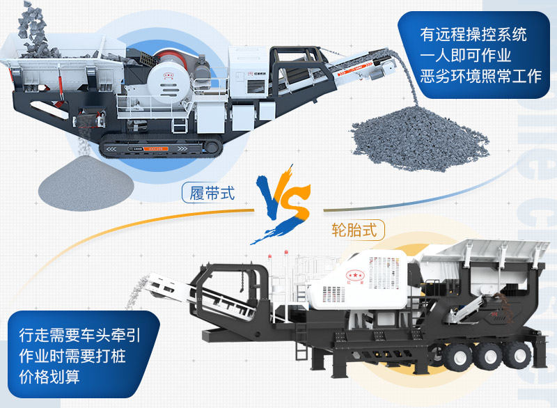 時(shí)產(chǎn)100噸移動(dòng)式破碎機(jī)有履帶式與輪胎式之分