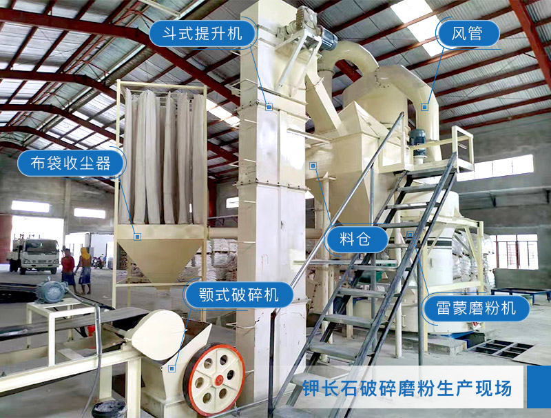 鉀長石破碎磨粉現(xiàn)場