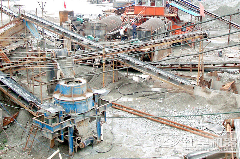 紅星客戶鵝卵石制砂現(xiàn)場(chǎng)