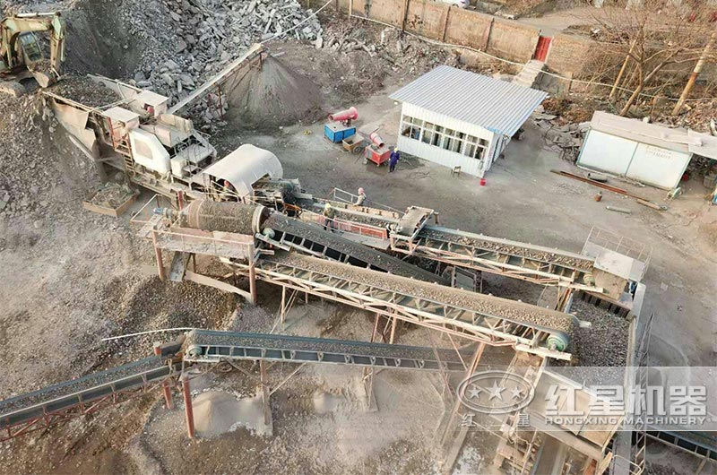 湖南株洲處理帶鋼筋建筑垃圾現(xiàn)場(chǎng)俯瞰圖