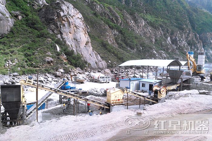 破碎硬度不高石子生產線現場
