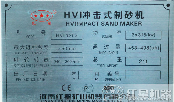1263制砂機(jī)銘牌 1263制砂機(jī)銘牌