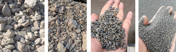 石頭破碎成石子和沙子 石頭破碎成石子和沙子