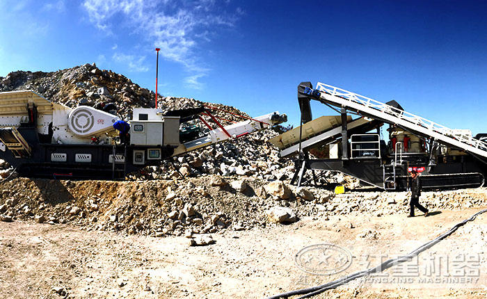 可移動破碎站組成的石子破碎生產線