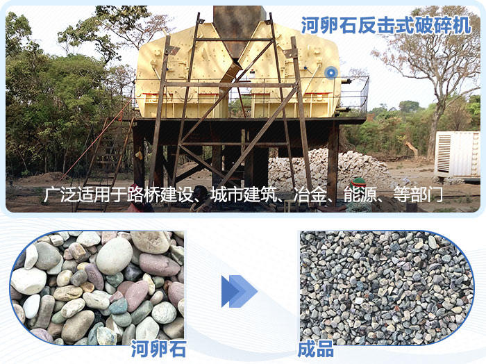 河卵石反擊破碎機物料成品展示