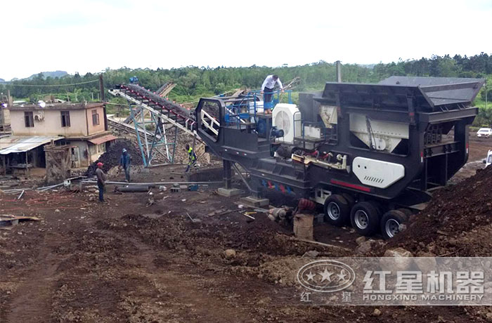 移動石子機破碎現場