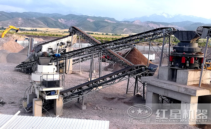 石頭打沙生產現場